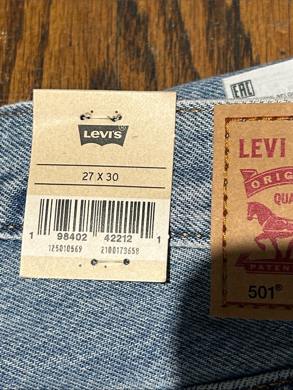Levi's 501 Original Light Blue Distressed Straight Jeans - Picture 7 of 14